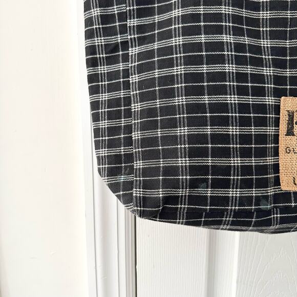 FEED Black White Grid Plaid Brown Leather Strap Tote Bag Nest Artisans - Picture 4 of 11